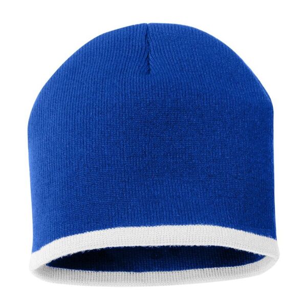 8" Bottom-Striped Knit Beanie Thumbnail