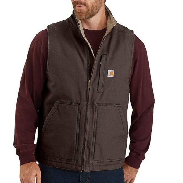Carhartt Washed Duck Sherpa Lined Mock Neck Vest Thumbnail