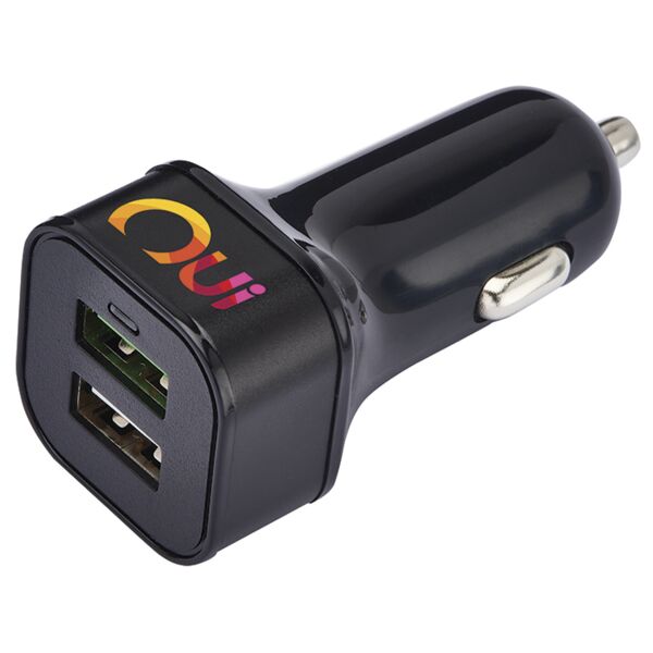 Square Head Dual USB Car Charger with QC 3.0 Thumbnail
